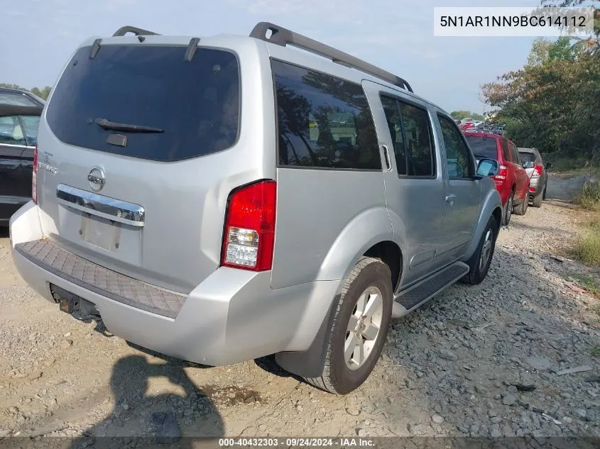 2011 Nissan Pathfinder Sv VIN: 5N1AR1NN9BC614112 Lot: 40432303