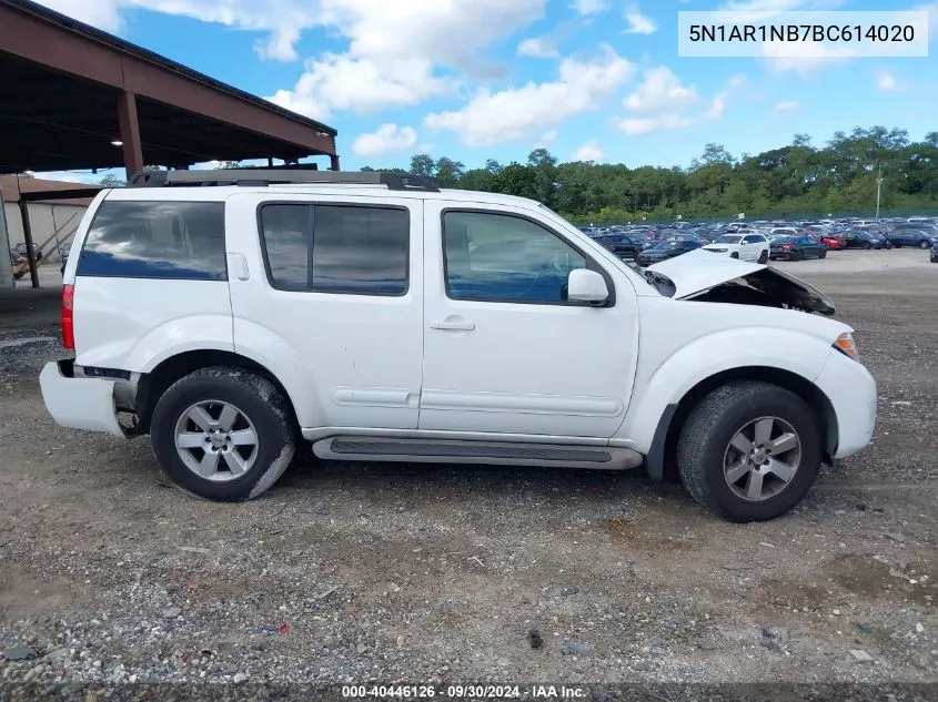 2011 Nissan Pathfinder S/Le/Se VIN: 5N1AR1NB7BC614020 Lot: 40446126