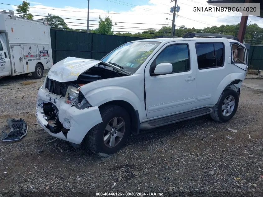 2011 Nissan Pathfinder S/Le/Se VIN: 5N1AR1NB7BC614020 Lot: 40446126