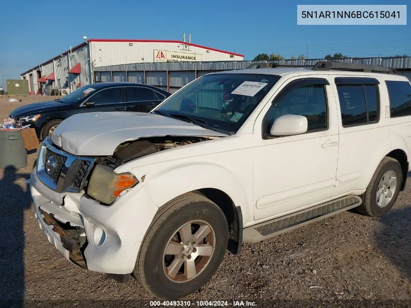 2011 Nissan Pathfinder Sv VIN: 5N1AR1NN6BC615041 Lot: 40493310