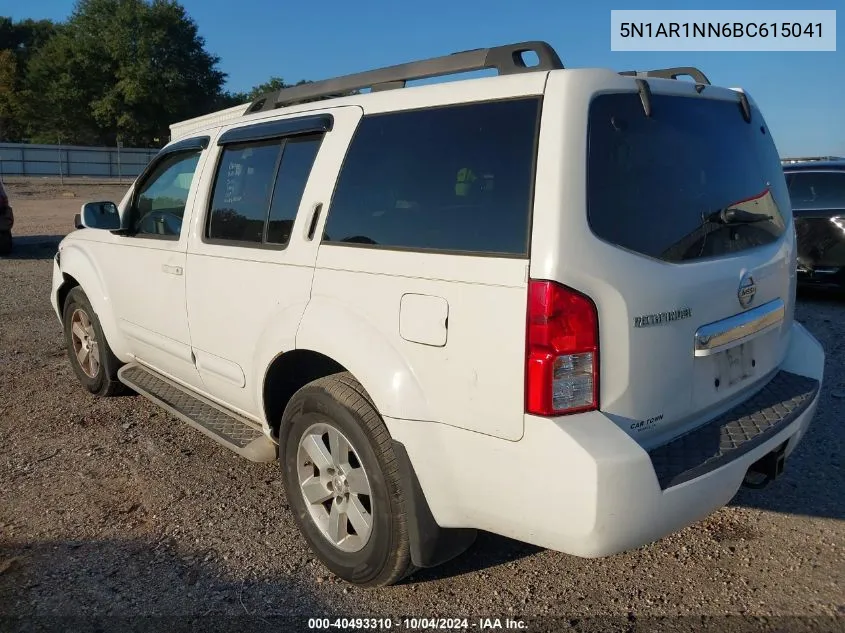 2011 Nissan Pathfinder Sv VIN: 5N1AR1NN6BC615041 Lot: 40493310