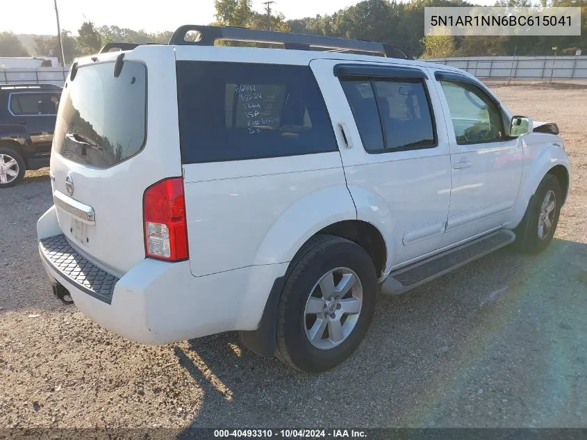 2011 Nissan Pathfinder Sv VIN: 5N1AR1NN6BC615041 Lot: 40493310