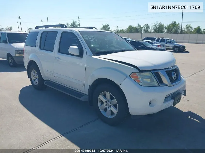 2011 Nissan Pathfinder Sv VIN: 5N1AR1NN7BC611709 Lot: 40499318