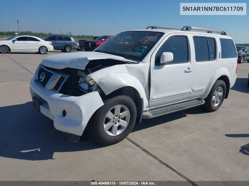 2011 Nissan Pathfinder Sv VIN: 5N1AR1NN7BC611709 Lot: 40499318