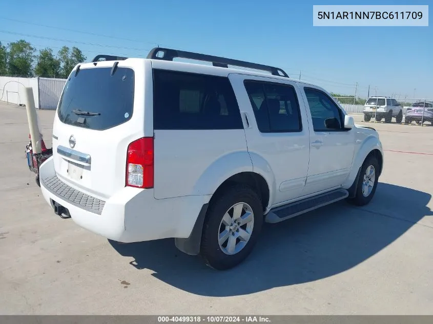 2011 Nissan Pathfinder Sv VIN: 5N1AR1NN7BC611709 Lot: 40499318