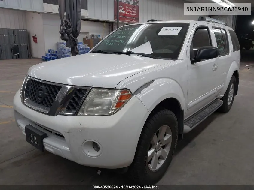 2011 Nissan Pathfinder Sv VIN: 5N1AR1NN9BC633940 Lot: 40526624