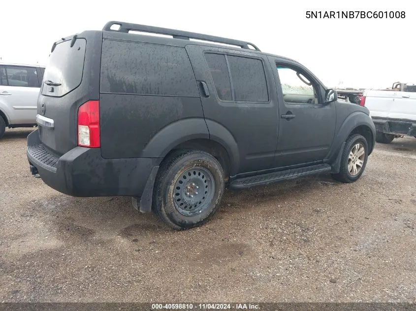 2011 Nissan Pathfinder Silver VIN: 5N1AR1NB7BC601008 Lot: 40598810