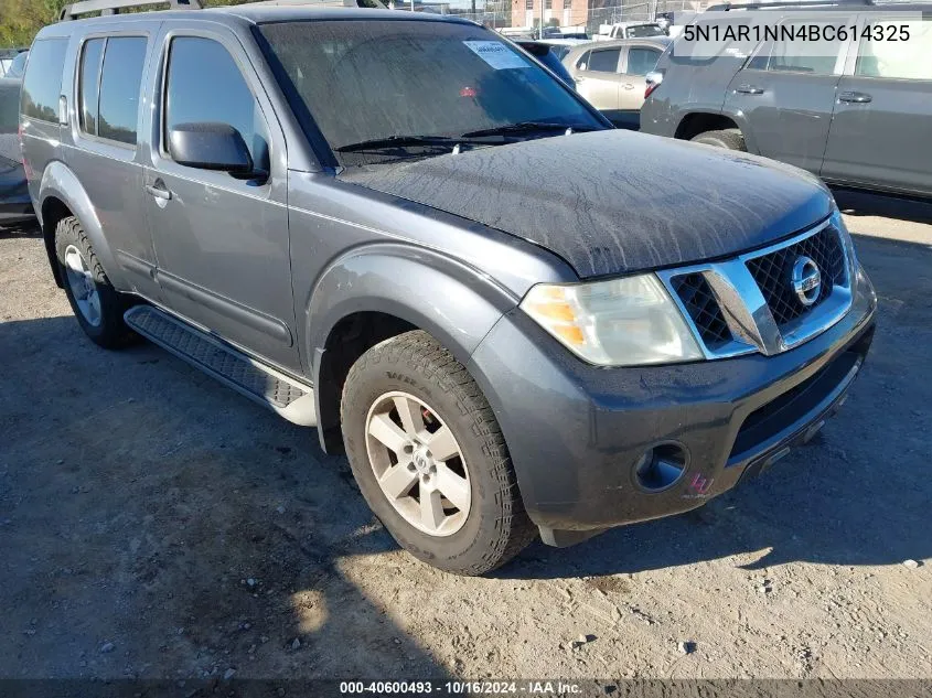 2011 Nissan Pathfinder Sv VIN: 5N1AR1NN4BC614325 Lot: 40600493