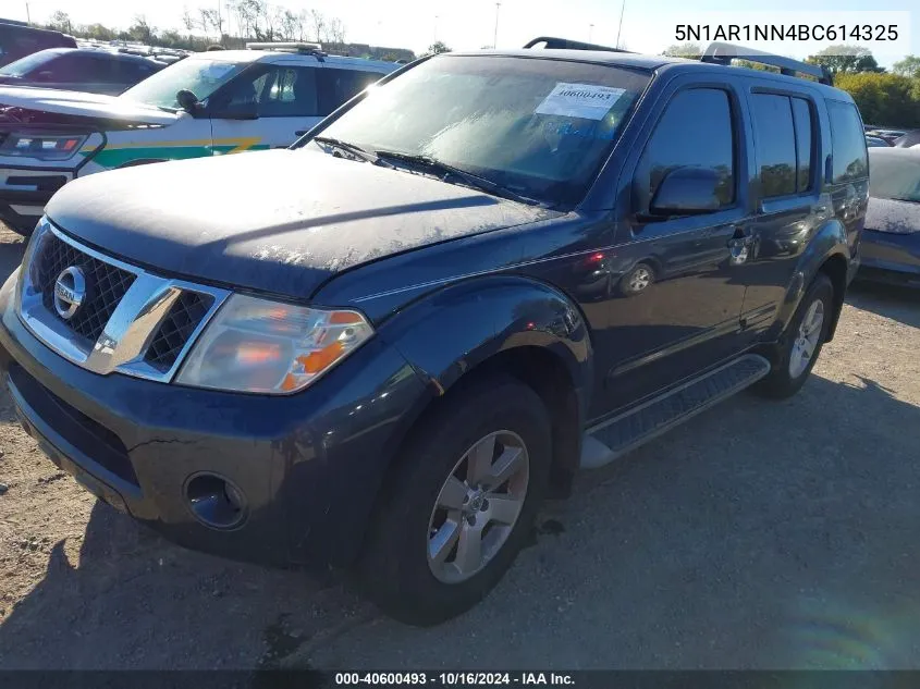 2011 Nissan Pathfinder Sv VIN: 5N1AR1NN4BC614325 Lot: 40600493