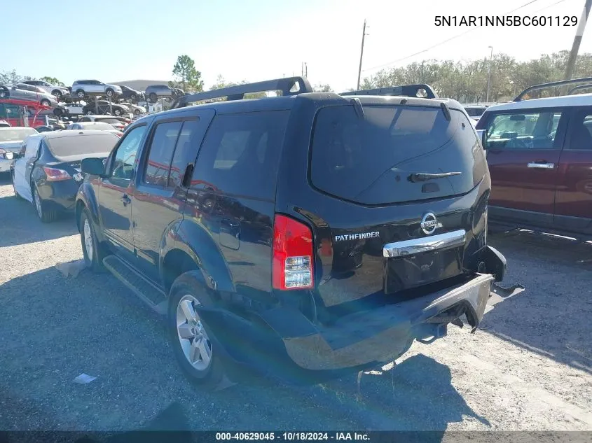 2011 Nissan Pathfinder Sv VIN: 5N1AR1NN5BC601129 Lot: 40629045