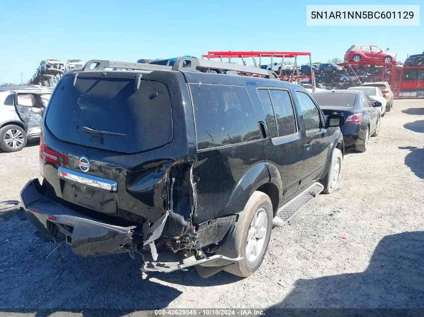 2011 Nissan Pathfinder Sv VIN: 5N1AR1NN5BC601129 Lot: 40629045