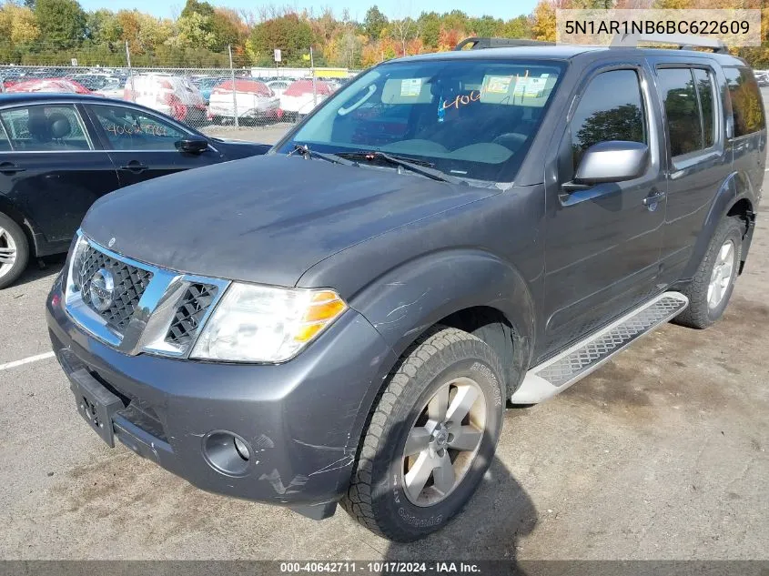 2011 Nissan Pathfinder Sv VIN: 5N1AR1NB6BC622609 Lot: 40642711