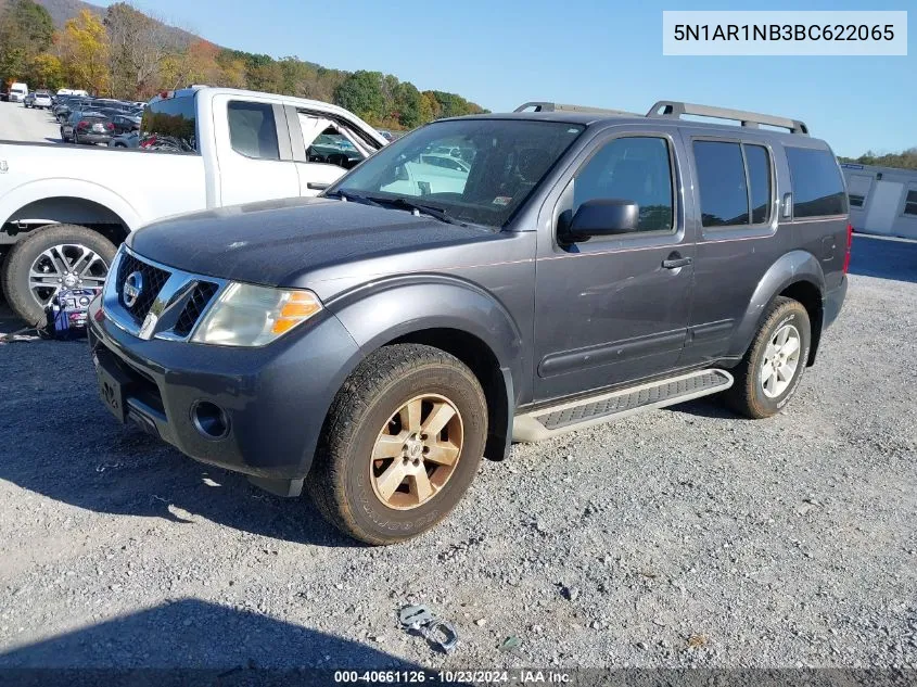 2011 Nissan Pathfinder Sv VIN: 5N1AR1NB3BC622065 Lot: 40661126