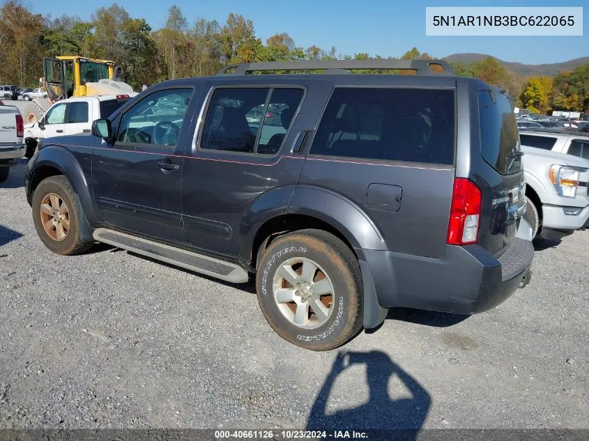 2011 Nissan Pathfinder Sv VIN: 5N1AR1NB3BC622065 Lot: 40661126