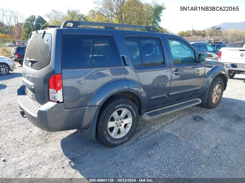 2011 Nissan Pathfinder Sv VIN: 5N1AR1NB3BC622065 Lot: 40661126