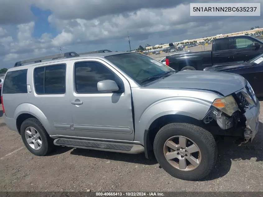 2011 Nissan Pathfinder Sv VIN: 5N1AR1NN2BC635237 Lot: 40665413