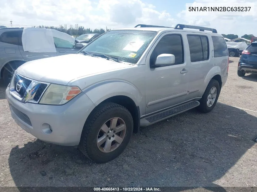 2011 Nissan Pathfinder Sv VIN: 5N1AR1NN2BC635237 Lot: 40665413