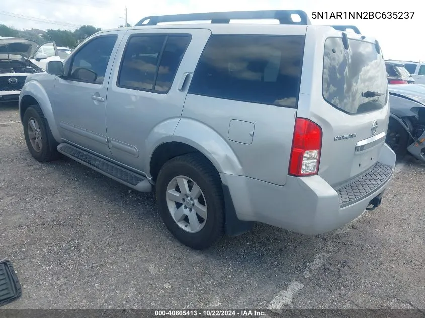 2011 Nissan Pathfinder Sv VIN: 5N1AR1NN2BC635237 Lot: 40665413