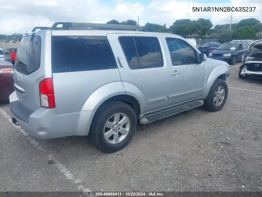 2011 Nissan Pathfinder Sv VIN: 5N1AR1NN2BC635237 Lot: 40665413