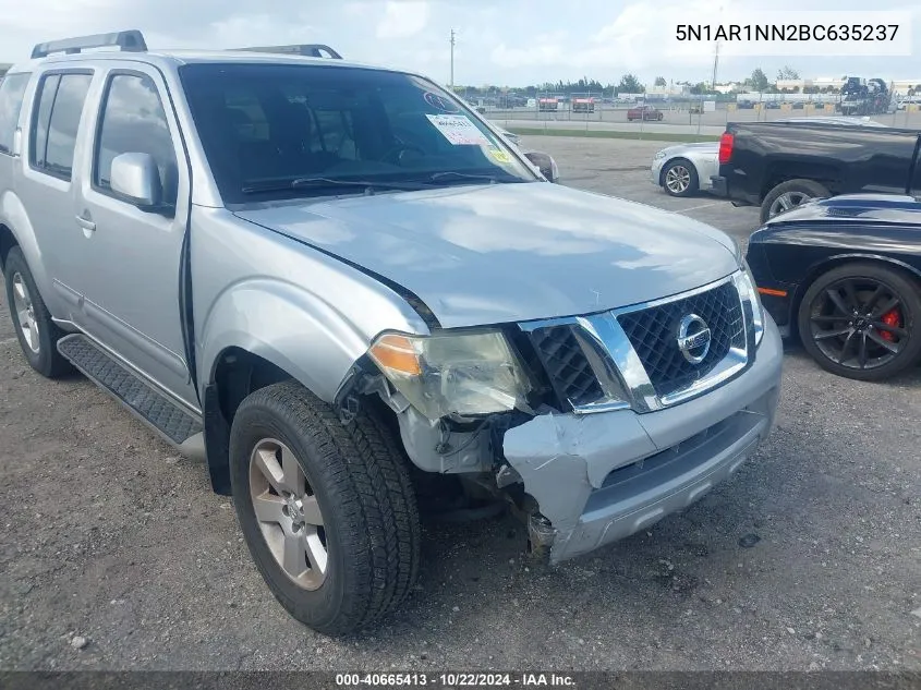 2011 Nissan Pathfinder Sv VIN: 5N1AR1NN2BC635237 Lot: 40665413