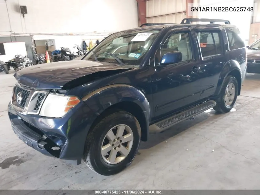 2011 Nissan Pathfinder Sv VIN: 5N1AR1NB2BC625748 Lot: 40775423