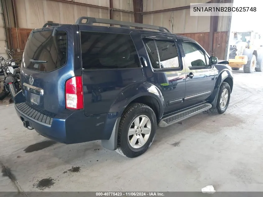 2011 Nissan Pathfinder Sv VIN: 5N1AR1NB2BC625748 Lot: 40775423