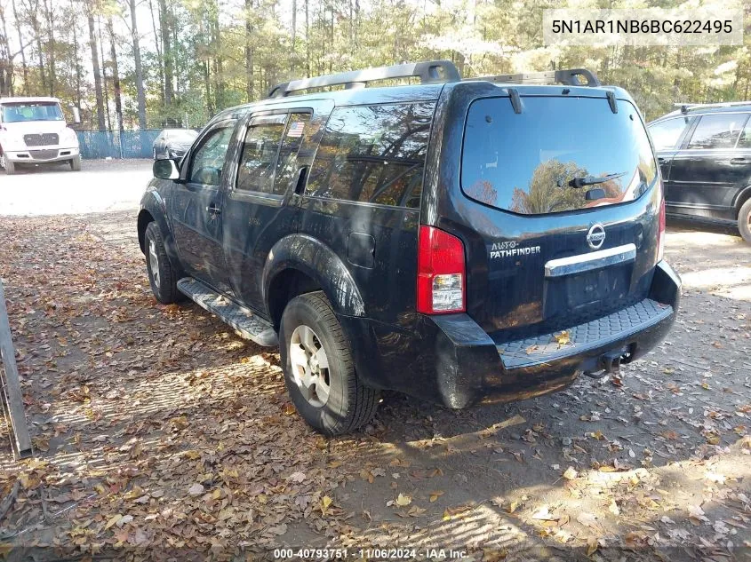 2011 Nissan Pathfinder S VIN: 5N1AR1NB6BC622495 Lot: 40793751