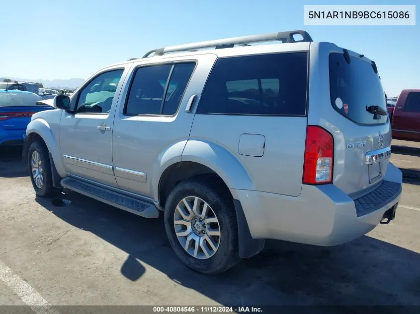 2011 Nissan Pathfinder Le VIN: 5N1AR1NB9BC615086 Lot: 40804546