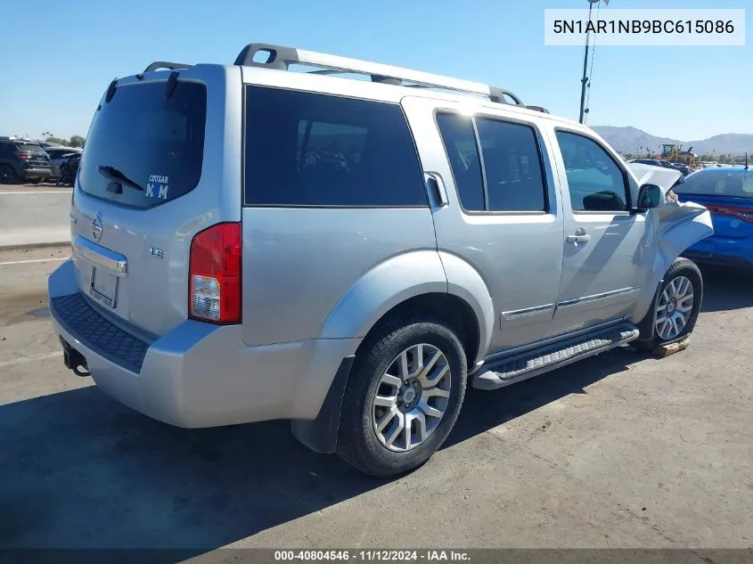 2011 Nissan Pathfinder Le VIN: 5N1AR1NB9BC615086 Lot: 40804546