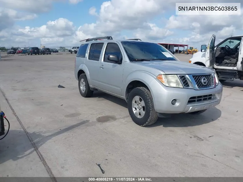 2011 Nissan Pathfinder S VIN: 5N1AR1NN3BC603865 Lot: 40805219