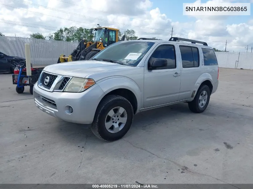 2011 Nissan Pathfinder S VIN: 5N1AR1NN3BC603865 Lot: 40805219