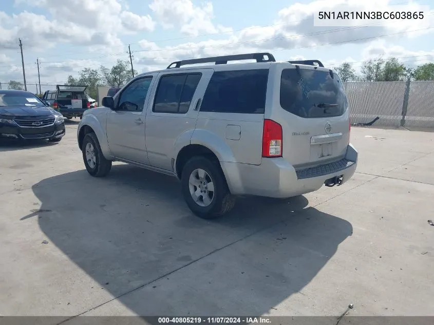 2011 Nissan Pathfinder S VIN: 5N1AR1NN3BC603865 Lot: 40805219