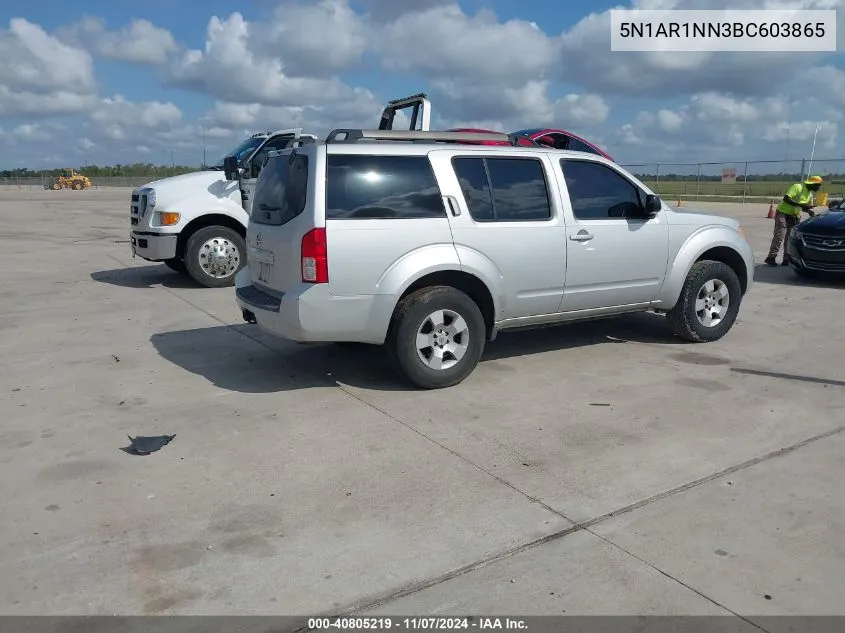 2011 Nissan Pathfinder S VIN: 5N1AR1NN3BC603865 Lot: 40805219