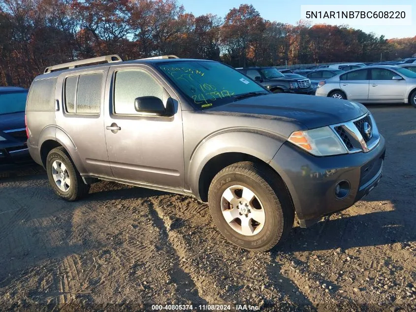 2011 Nissan Pathfinder S VIN: 5N1AR1NB7BC608220 Lot: 40805374