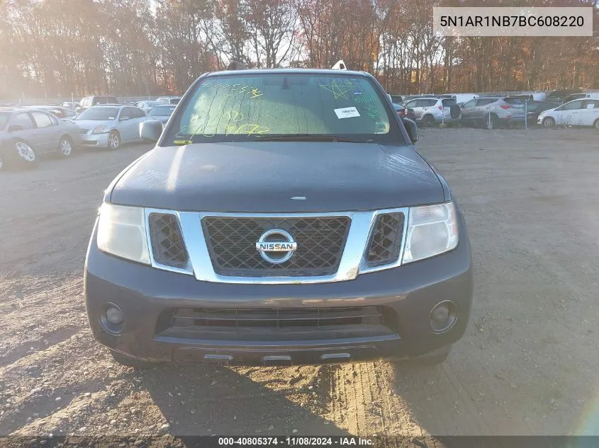 2011 Nissan Pathfinder S VIN: 5N1AR1NB7BC608220 Lot: 40805374