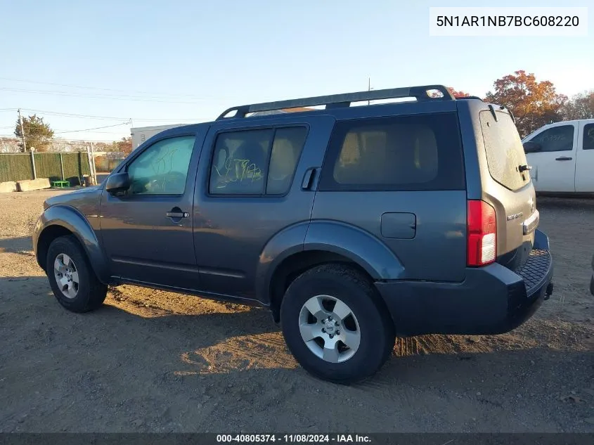 2011 Nissan Pathfinder S VIN: 5N1AR1NB7BC608220 Lot: 40805374