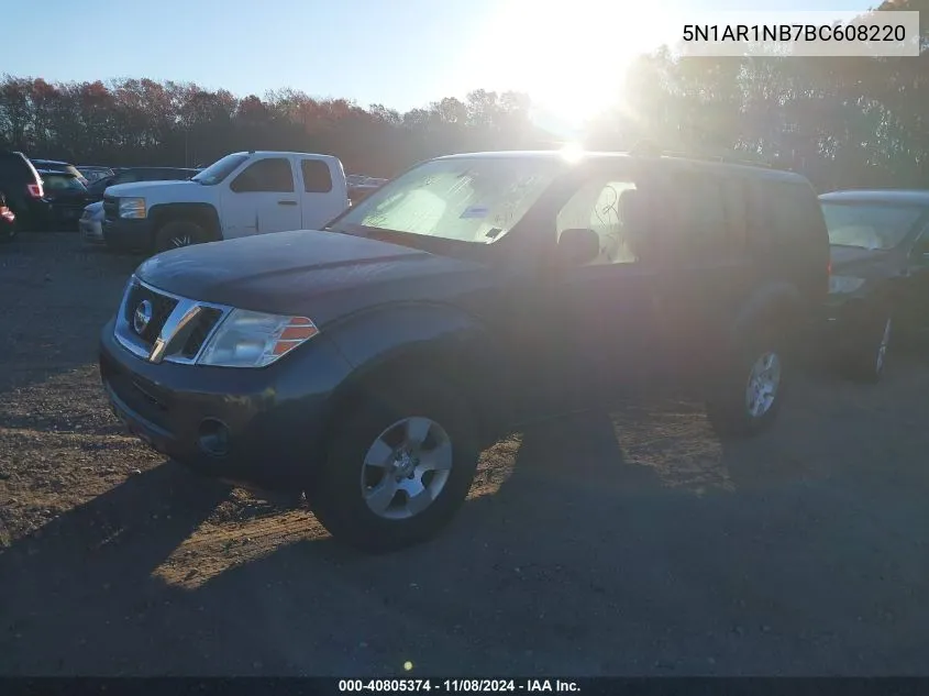 2011 Nissan Pathfinder S VIN: 5N1AR1NB7BC608220 Lot: 40805374