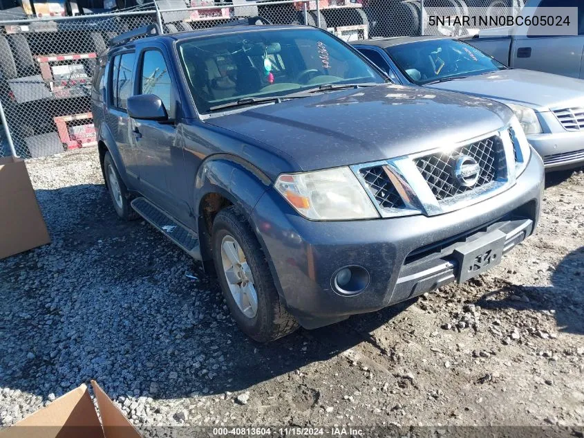 2011 Nissan Pathfinder Sv VIN: 5N1AR1NN0BC605024 Lot: 40813604