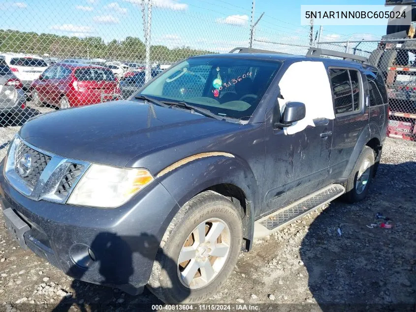 2011 Nissan Pathfinder Sv VIN: 5N1AR1NN0BC605024 Lot: 40813604