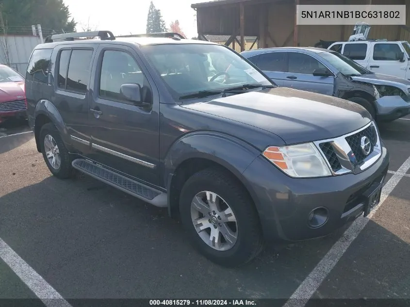 2011 Nissan Pathfinder Silver VIN: 5N1AR1NB1BC631802 Lot: 40815279