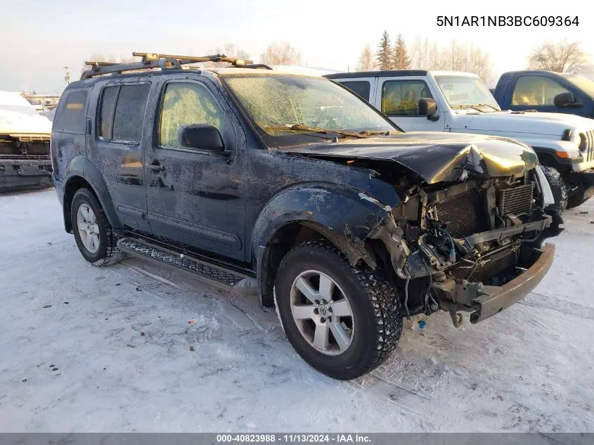 2011 Nissan Pathfinder Sv VIN: 5N1AR1NB3BC609364 Lot: 40823988