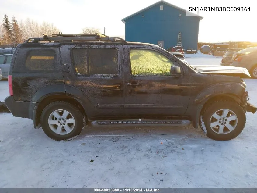 2011 Nissan Pathfinder Sv VIN: 5N1AR1NB3BC609364 Lot: 40823988