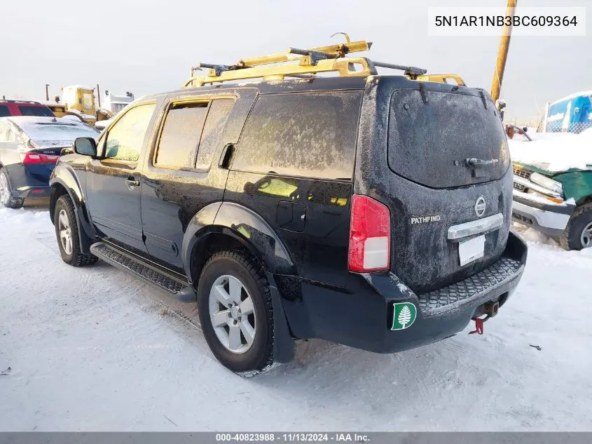 2011 Nissan Pathfinder Sv VIN: 5N1AR1NB3BC609364 Lot: 40823988