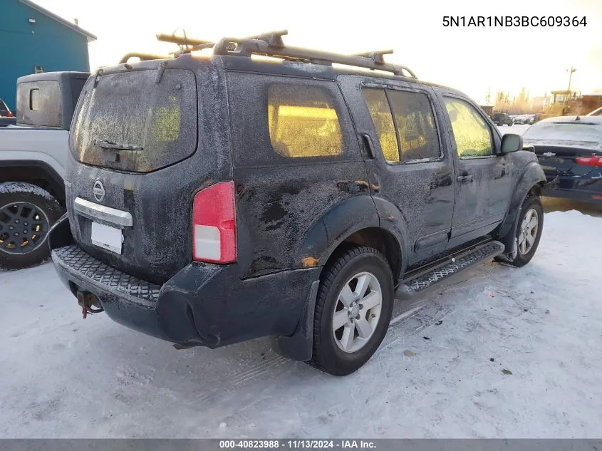 2011 Nissan Pathfinder Sv VIN: 5N1AR1NB3BC609364 Lot: 40823988