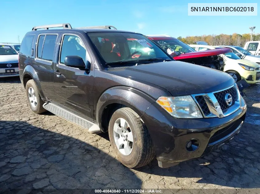 2011 Nissan Pathfinder S VIN: 5N1AR1NN1BC602018 Lot: 40843840