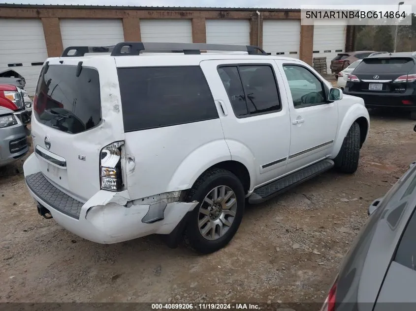 2011 Nissan Pathfinder Le VIN: 5N1AR1NB4BC614864 Lot: 40899206