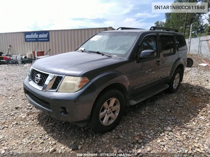 5N1AR1NB0CC611848 2012 Nissan Pathfinder Sv