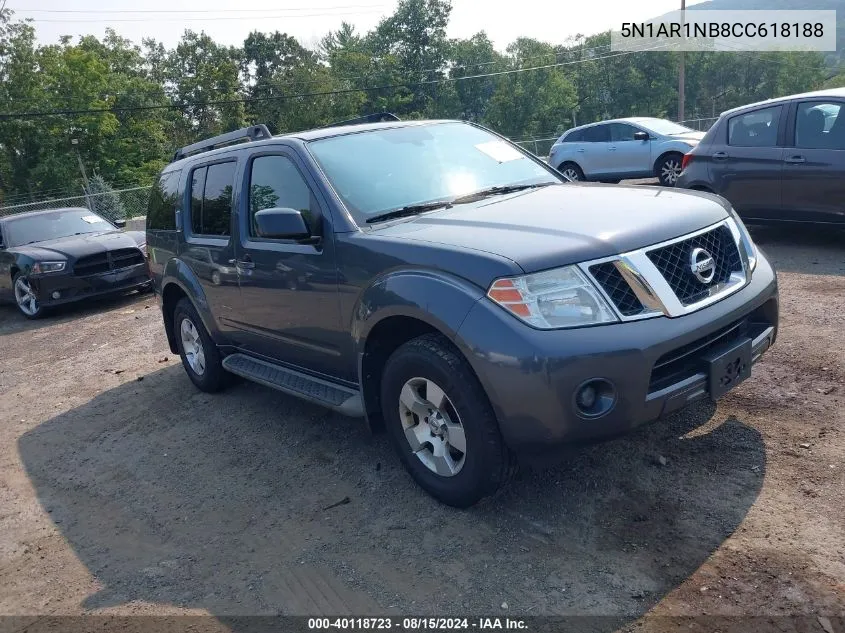 2012 Nissan Pathfinder S/Le/Se VIN: 5N1AR1NB8CC618188 Lot: 40118723