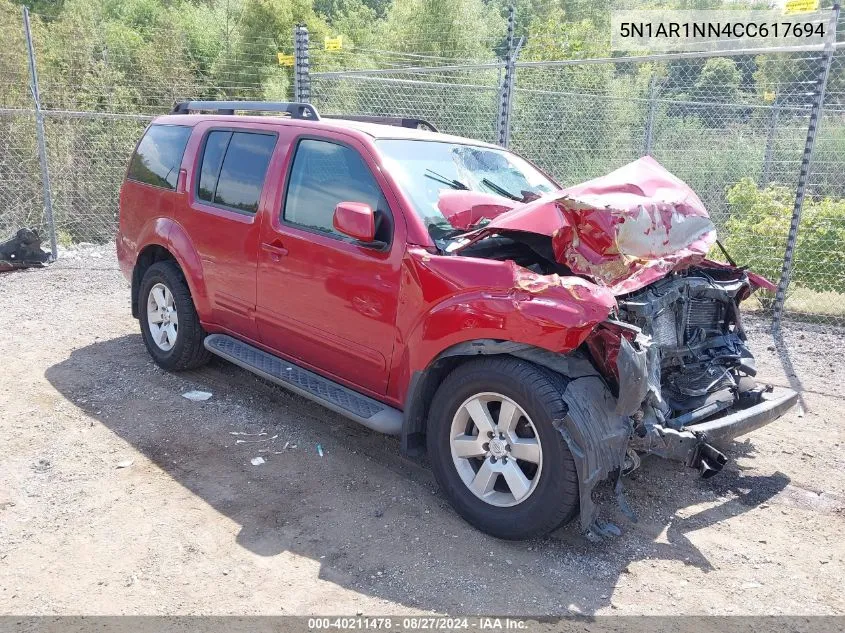 2012 Nissan Pathfinder Sv VIN: 5N1AR1NN4CC617694 Lot: 40211478