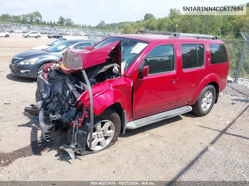 2012 Nissan Pathfinder Sv VIN: 5N1AR1NN4CC617694 Lot: 40211478